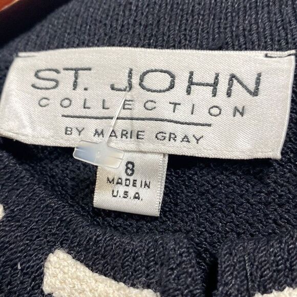 ST JOHN Collection By Marie Gray Santana Knit Zip -Up Cardigan Jacket Pockets Bl - Picture 14 of 15